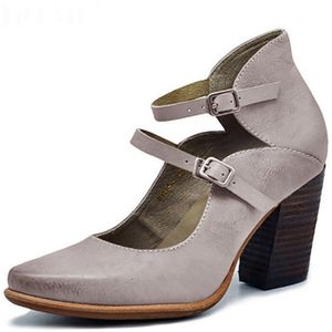 LOULUEN Sandalen Retro Womens Romeinse Pompen Hoge Hak Gesp Non-Slip Schoenen Sandalen Plus Size 35 -43 #0529
