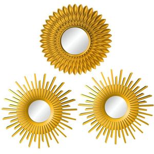 Goud Spiegels Voor Muur Decor Set Van 3 Opknoping Ornament Kunst Ambachten Voor Thuis Slaapkamer Badkamer Kleine Ronde Muur spiegel