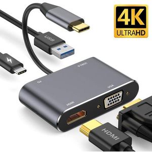Daytona CF02 Macbook Compatibel Type-C™Om 4K Ultra Hd 1080P Hdmi/Vga/ Pd Lader/Usb Converter 4 IN1 Converter Hub adapter