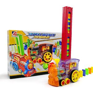 Elektrische Domino Trein Muziek Automatisch Sets 60 Gekleurde Plastic Domino Auto Educatief Speelgoed Kinderen Voor Jongens Meisjes