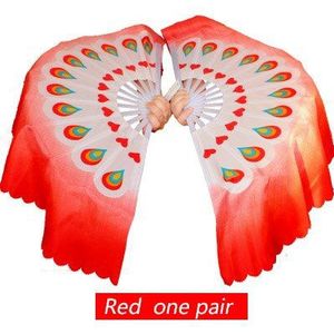 Plastic Fan bot Kung fu fan tai chi fan rode mulan dubbele ventilator links en rechts fan een paar hand gemaakt