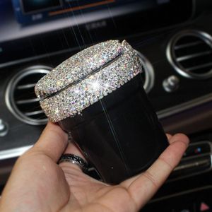 Bling Strass Draagbare Auto Asbak Met Led Licht Diamant Kristal Auto Asbak Opslag Bekerhouder Voor Vrouw Auto Accessoires