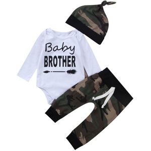 Camouflage Pasgeboren Baby Jongens Katoen Baby Brother Tops Romper Broek 3 Stks Outfits Set Kleding
