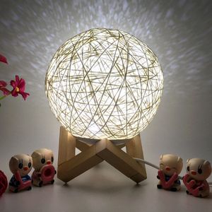3d Massief Hout Rotan Lamp Led Nachtlampje Creatieve Kinderen Ster Usb Tafellamp Slaapkamer Bed Woondecoratie Lamp # T2G