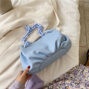 Kleine Faux Lederen Tas Met Ketting En Acryl Voor Vrouwen Vlakte Eenvoudige Kleur Voor Schouder Voor Reizen Oksel Tote bag
