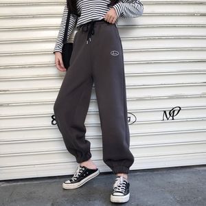 Joggingbroek Vrouwen Geborduurde Trekkoord Plus Fluwelen Verdikte Katoen Losse Hip Hop Broek Joggers Sportbroek Sportkleding