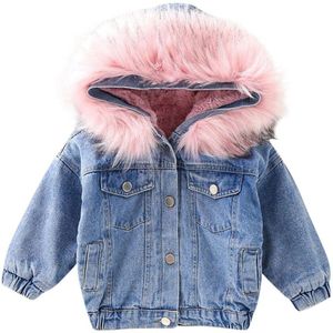 ARLONEET baby meisjes Jongens Hooded Faux Fur Fleece Dikke Denim jassen Kids winter Pluche fluwelen warme Truien Jas Bovenkleding CN01