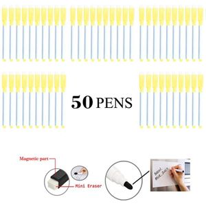 50 Pennen/Doos Whiteboard Marker Terug Naar School Stationaire Water Colour Droge Wissen White Board Pen Met Gum magnetische