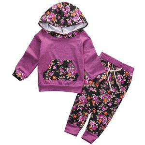 Baby Kleding Peuter Baby Meisje Hoodie Tops Sweatshirt + Bloemen Lange Broek Leggings Outfits Bloemenprint Baby Kleding 2B09