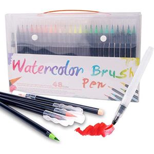 48 Kleuren Aquarel Borstel Soft Tip Schilderen Art Marker Inkt Op Waterbasis Pen Set Voor Tekening Kalligrafie Kunstenaars Kerst