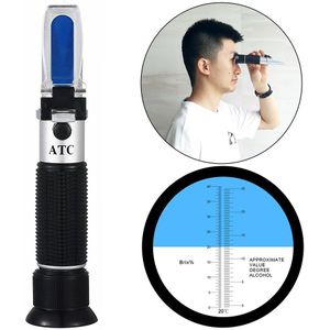 Handheld 0-25% Vol 0-40% Brix Verstelbare Druif Wijn Alcohol Refractometer Bier Suiker Dranken Atc Inhoud Meter handmatig Scherpstellen