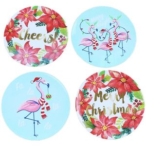 6 Inch Ronde Vierkante Melamine Plaat Schotel voor Fruit Cake Bone Rose Flamingo Mariene Organismen Kerst Tafel Decor 4 stks/partij DEC417