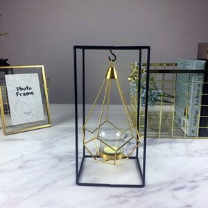 Scandinavische Stijl Geometrische Goud Glas Ijzer Kaars Houder Voor Cup Kaarsen Woondecoratie Kandelaar Bruiloft Centerpieces Kandelaar