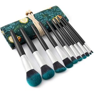 Xinyan Professionele Make-Up Kwasten Set Groene Schoonheid Gereedschap Oogschaduw Foundation Make Up Kwasten Cosmetica Set 10 Pcs