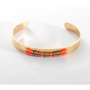 Wild & Gratis Gouden Brede Open Paar Armbanden Voor Vrouwen Mannen Handgemaakte Inzet Zaad Kralen Grote Armbanden Armbanden Rvs sieraden