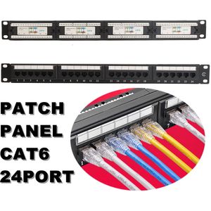 RJ45 KAT 6 Ethernet Netwerk LAN Adapter Connector Kabel Beugel 24 Poort/Wst CAT5E Patch Panel 1U voor 19 inch Rack Mount