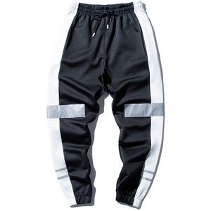 Hombre joggingbroek Mode Polyester Spandex Licht Reflecteren Trend Patroon Leisure Broek streetwear Hip Hop Zwart