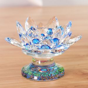 7 Kleuren Crystal Glas Lotus Bloem Kaars Thee Licht Houder Boeddhistische Decor