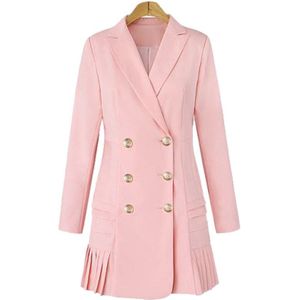 Vrouwen Een Stuk Jurk Pak Kantoor Dame Formele Kleding Double Breasted Casual Suits Notched Blazer Jas Vrouwelijke Outfits