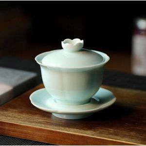 porselein gaiwan Jingdezhen effen terrine cup kom set met deksel schotel Chinese keramische bedekt kom op verkoop