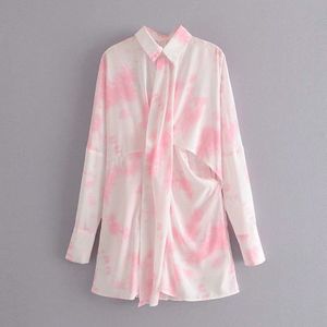 Herfst Vrouwen Aurora Tie-Dye Zon Overhemd Turn Down Kraag Tweedelige Set Blouse vrouwen