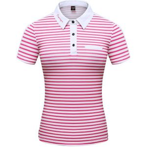 Vrouwen Rood Gestreepte Golf Shirt Zomer Korte Mouwen Ademend T-shirt Vrouw Anti-zweet Sport Tops D0802