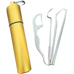 Draagbare Titanium Tandenstoker Tas Set Herbruikbare Metalen Tandenstokers Met Houders Voor Outdoor Picknicks En Camping Duurzaam Gereedschap