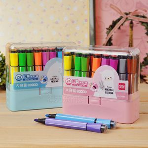 Deli Leuke Kids Tekening Pennen Stempel Kinderen seal Wasbare Aquarel Pen Graffiti Art Marker Schilderen Pen 12/18/24/36 Kleur Set