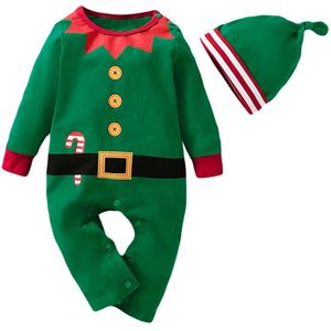 2Pcs Babys Chrismas Kleding Set Pasgeboren Babys Jongen & Meisje Kerst Rompertjes Gestreepte Hoeden Jumpsuit Outfits Kleding Kerstman set