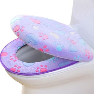Toilet Seat Cover Hart Print Wasbare Huishoudelijke Wc Deksel Cover En Zitkussen Paars/Blauw/Roze/Koffie