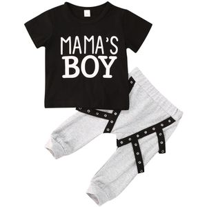 0-3Y Pasgeboren Baby Jongens Kleding Sets Brief Korte Mouwen Trui T Shirts Tops + Broek 2 Stuks
