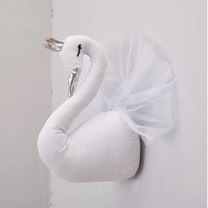 Gold Crown Swan Muur Opknoping Decoratie Flamingo Ballet Tule Pop Zwaan Knuffel Dierenkop Wanddecoratie Babykamer