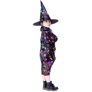 2Y-14Y Halloween Baby Kids Kostuum Kinderen Maskerade Kostuum Wizard Heks Mantel Cape Mantel Met Hoed Voor Show Spelen Halloween