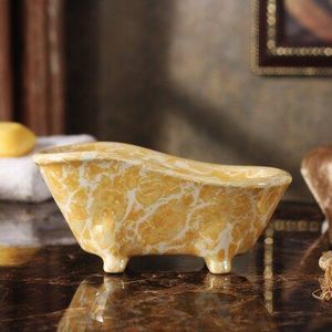 Europese stijl Marmeren strepen badkamer zeepbakje, zeep doos keramische materiaal
