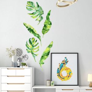 Tropische plant bladeren 3D Muurstickers voor woonkamer Sofa TV Achtergrond decoratie Muurschilderingen Decals home decor groene sticker