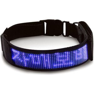 Nylon Waterdichte Bluetooth Programmeerbare Led Display Board Huisdier Halsband Verstelbare Verlichte Veiligheid Light Up Hond Naamplaatje Teken