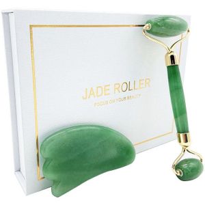 Draagbare Gezicht Lift Massager Crystal Roller Set Gezichtsmassage Jade Roller Natuurlijke Rozenkwarts Steen Schoonheid Roller Tool Meisje