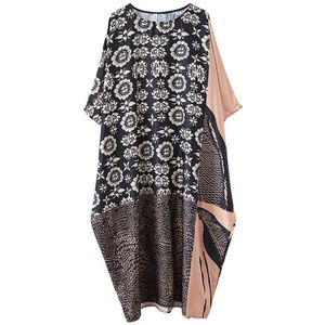 Dimanaf Plus Size Jurk Vrouwen Kleding Zonnejurk Chiffon Bloemenprint Lady Vestidos Losse Vintage Jurk Oversized 5XL 6XL