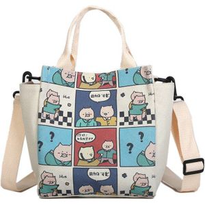 Capaciteit Cartoon Canvas Vrouwen Schoudertas Pure Kleur Katoen Tote Shopper Bag Chic Eco Herbruikbare Boodschappentas Handtas Doek