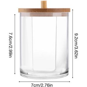 Acryl Transparante Organisator Bamboe Deksel Wattenstaafje Opbergdoos Wattenschijfje Opbergdoos Badkamer/Reizen Cosmetische Box