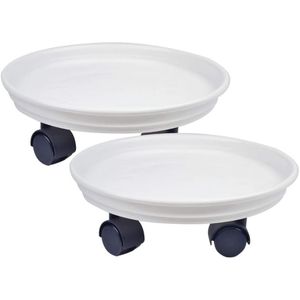 Bloempot Dolly Plant Stand, 2x Bloempot Trays Op Wielen Ronde Bloempotten Moving Bloempotten Op Indoor Rollers (2 Stuks)