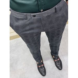 Pantalones Hombre Mens Slim Fit Broek Controleren Casual Broek Joggers Tartan Jogging Magere Bodems Mannen Broek