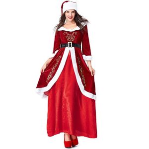 Volwassen Kerst Kerstman Cosplay Kostuums Vrouwen Kerst Feestjurk Kerst Loversvelvet Kostuums Volledige Set
