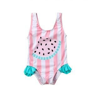 Leuke Peuter Baby Meisjes Watermeloen Badpak Badmode Ruches Zomer Mode Baby Meisjes Zwemmen Een Stuk Bikini Roze