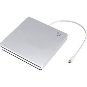 Externe Usb C Cd Dvd Drive, draagbare Type-C Smart Contact Knop Slot-In Cd Dvd Brander Speler Schrijver Voor Desktop (Zilver)