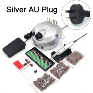 Zilver Professionele Nail Polijstmachine Gereedschap Nail Art File Bits Manicure Kit 35000 Rpm 110 V/220 V Elektrische Nail boor Machine