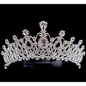 Lakshmigown Strass Bruiloft Crown Silver Pageant Tiara Kronen Bruid Hoofdbanden Bruiloft Haar Accessoires