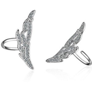 Vrouwen Mode Luxe Vleugel Bloem Earring Jassen Romantische Bruiloft Oorbellen Voor Bridal Kristal Stud Geen Piercing Oor Sieraden