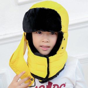 Kids Kind Winter Russische Hoed Cap Vlakte Hoed Warme Bommenwerper Hoed Polyester Oorklep Hoeden Voor Kinderen