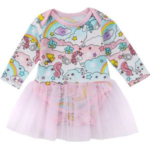 Leuke Baby Meisjes Lange Mouwen Cartoon Eenhoorn Rompertjes Jumpsuit Playsuit Kant Tutu Dress Outfits Kostuum